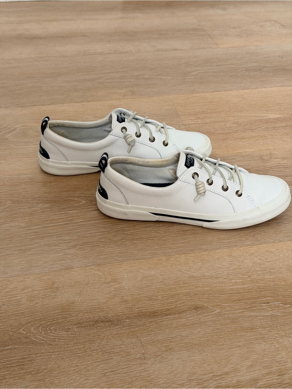 Sperry Pier Wave LTT Leather Sneakers White Lace Up Shoes 8.5 - Picture 6 of 10